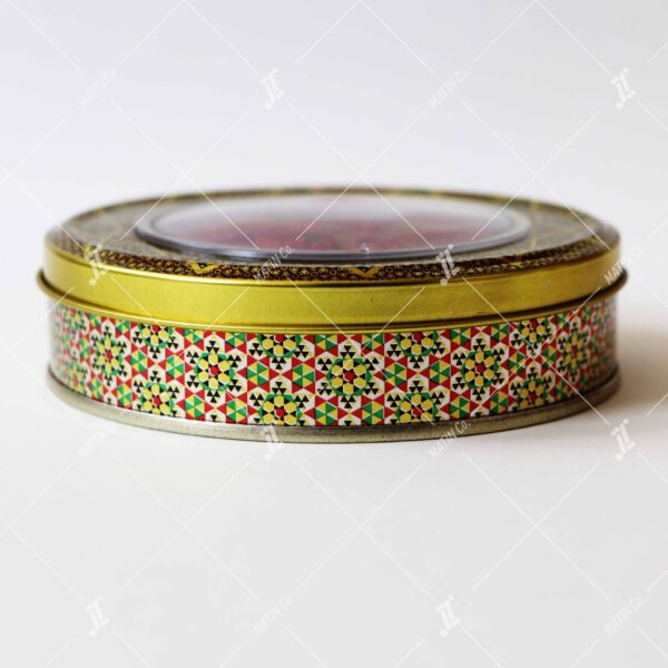 Cylindrical tin saffron containers with diameter 12 cm