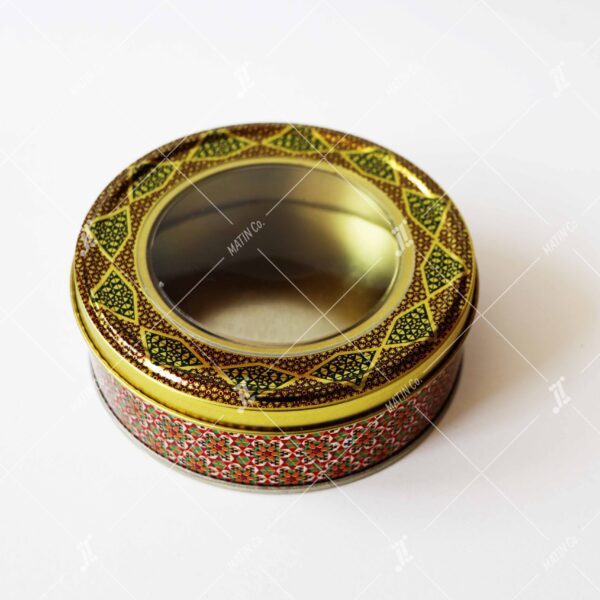 Cylindrical tin saffron containers with diameter 17 cm