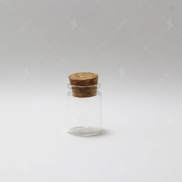 Cylindrical glass saffron container with cork lid