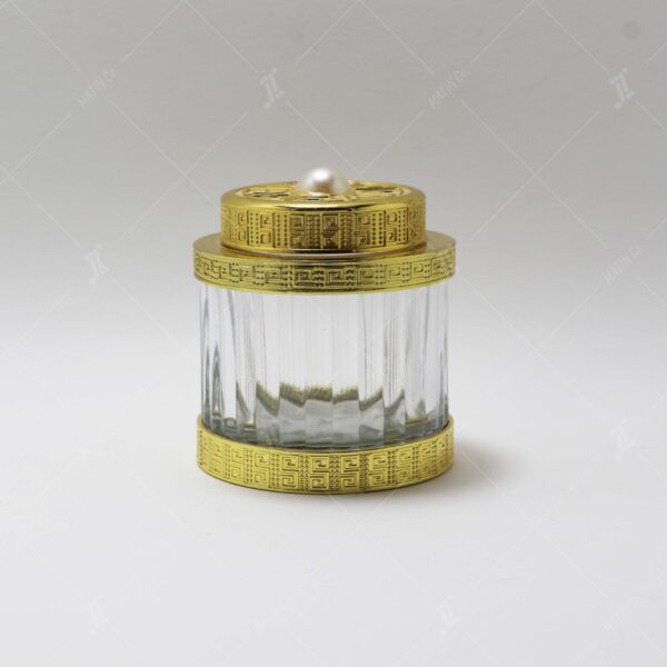 Golden Cylindrical glass saffron container-model 2
