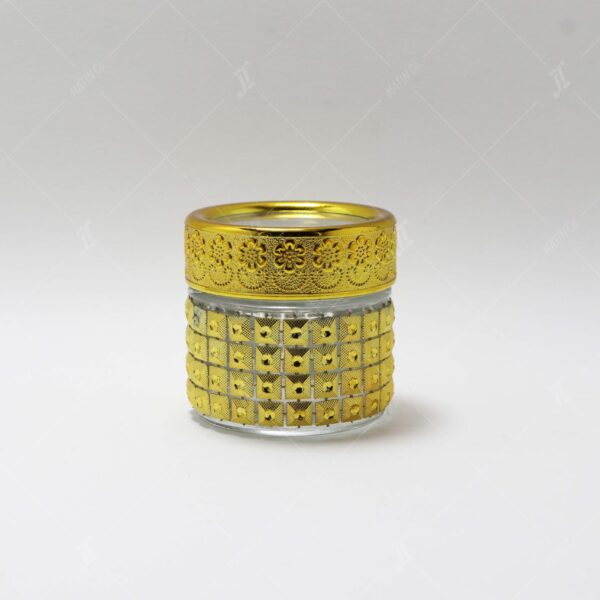 Golden Cylindrical glass saffron container-model 1
