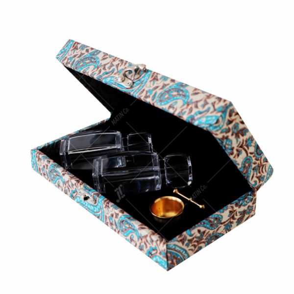 Velvet,Terme, Leather Box with two Azin Container-mortar